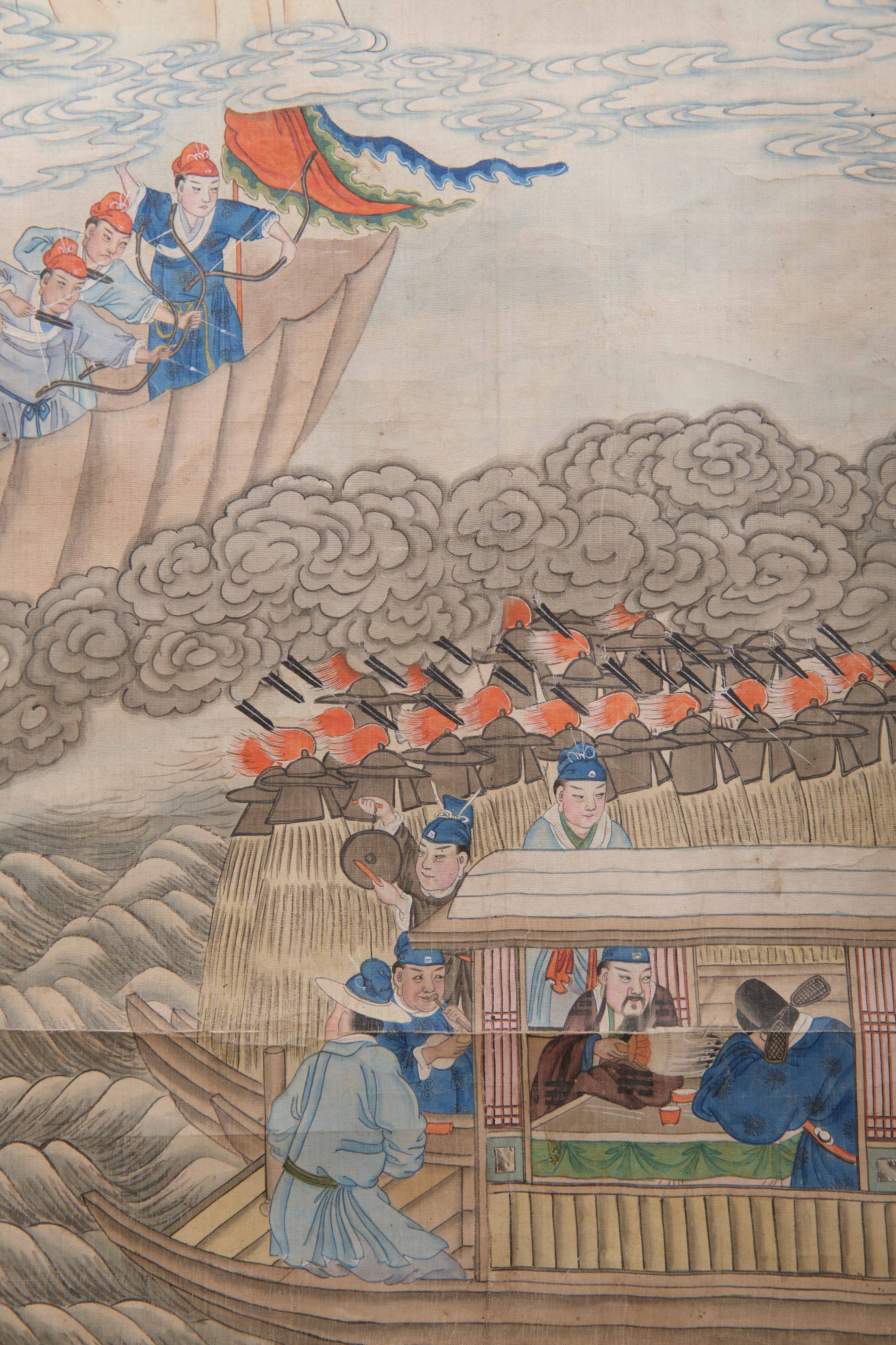 Dipinto su seta raffigurante scena di corte con iscrizione, Cina, Dinastia Qing, epoca Jiaqing (1...