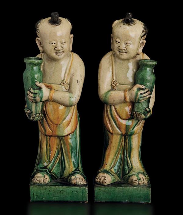 Two terracotta O'Boy, China, Ming Dynasty