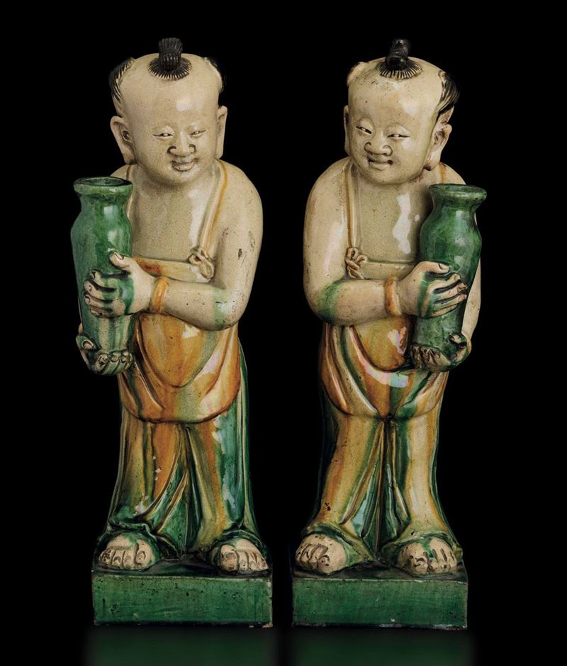 Two terracotta O'Boy, China, Ming Dynasty  - Auction Fine Chinese Works of Art - Cambi Casa d'Aste