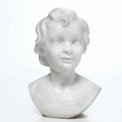 Scultura in Marmo Raffigurante Fanciullo. Scultore del XX Secolo