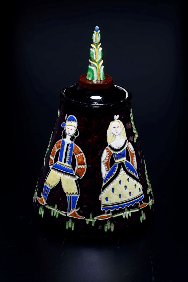 Mario Sturani (1906-1978) Lenci, Torino, 1929vaso Grafito Contadini