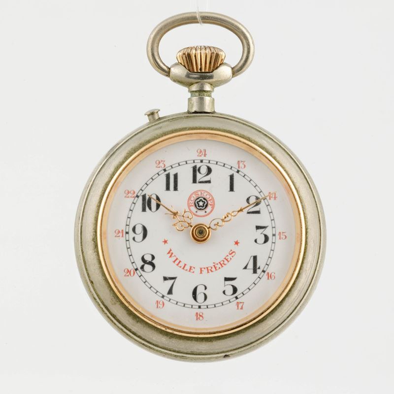 WILLE FRERES - Orologio da tasca in argento con scappamento Roskopf con quadrante in smalto bianco  - Auction Watches | Timed Auction - Cambi Casa d'Aste