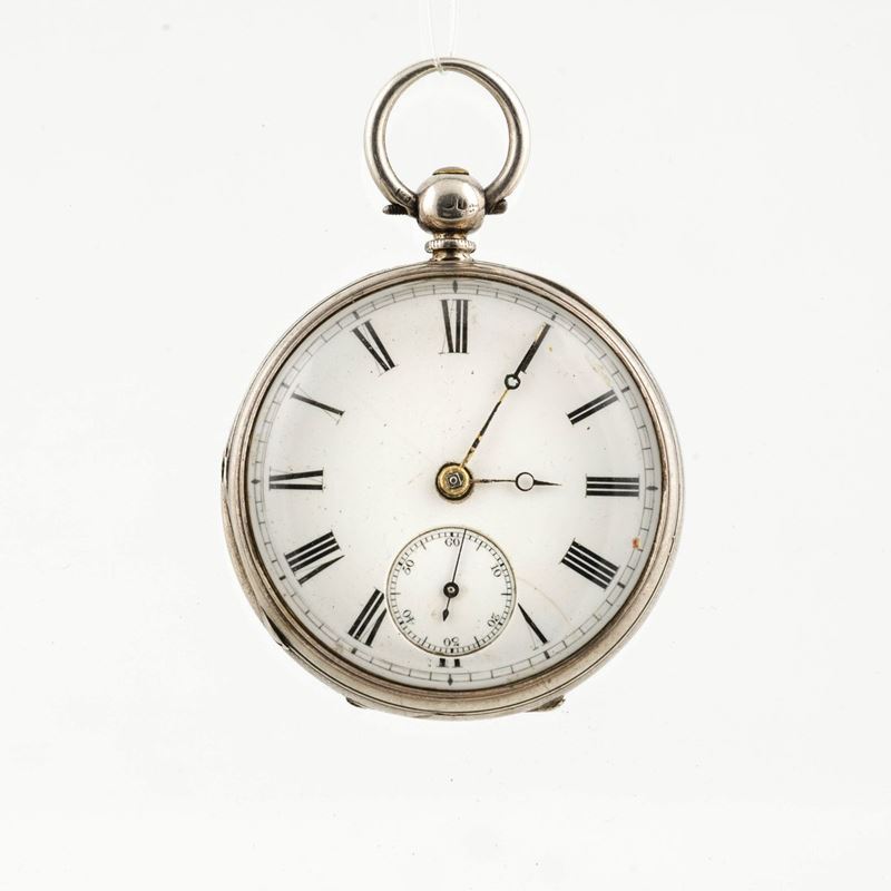 Orologio da tasca in argento per il mercato inglese con scappamento ad ancora e quadrante in smalto bianco  - Auction Watches | Timed Auction - Cambi Casa d'Aste