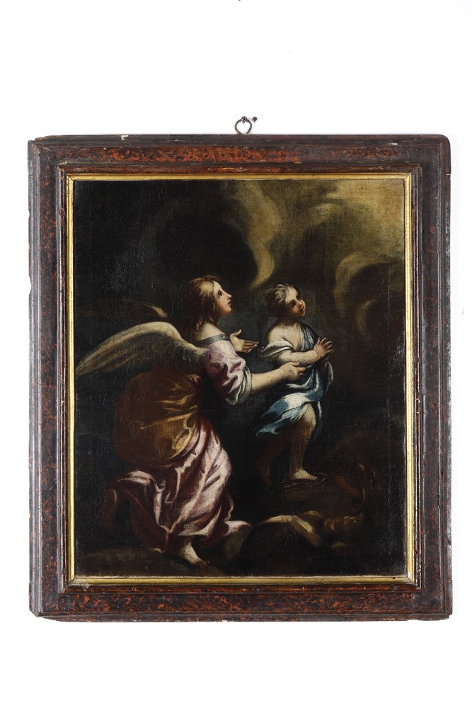 Michele Antonio Milocco - L'Angelo Custode protegge un fanciullo, olio su tela
