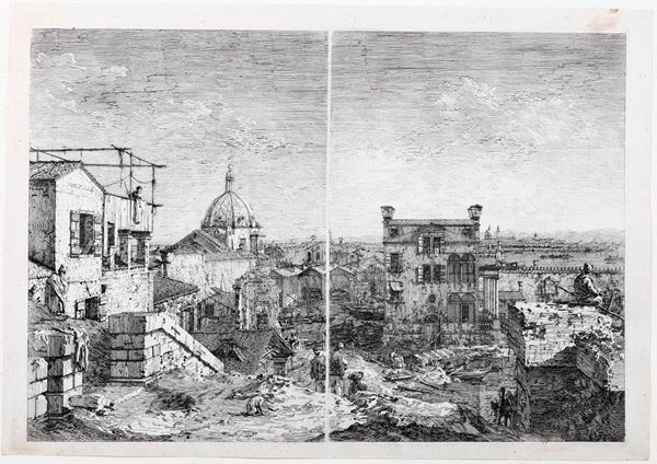 Giovanni Antonio Canal detto Il Canaletto (Venezia 1697-1768) La casa con data - La casa con il peristilio.