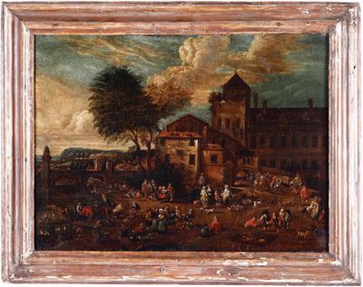 Scuola Fiamminga del XVII-XVIII Secolo Scene Popolari
