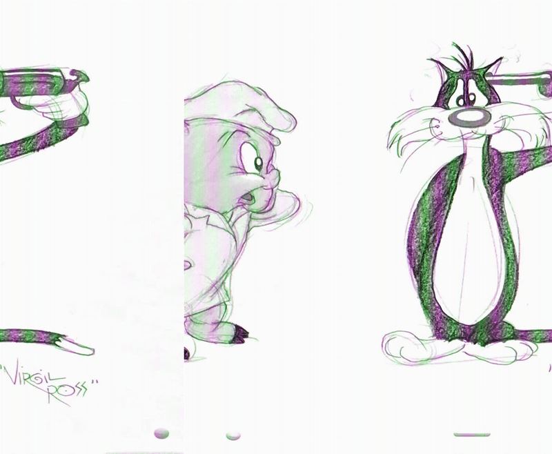 Ross Virgil (1907-2018) Sylvester and Porky Pig  - Asta Fumetti d'Autore - Cambi Casa d'Aste