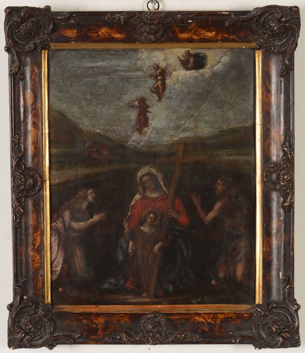 Scuola del XVII secolo Madonna con Bambino, San Giovanni Battista e la Maddalena