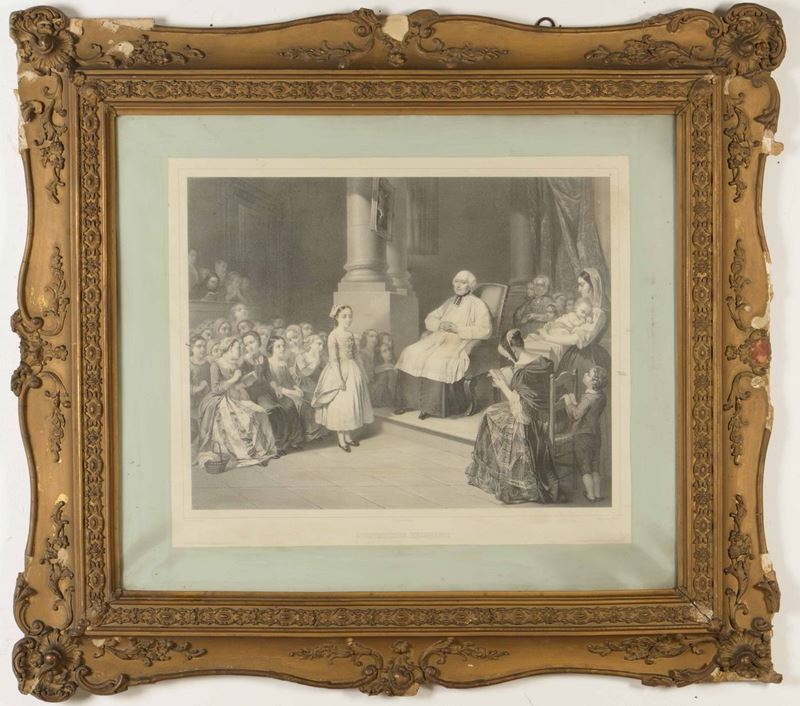 Stampa in cornice dorata, Francia XIX-XX secolo  - Auction Antiques | Time Auction - Cambi Casa d'Aste