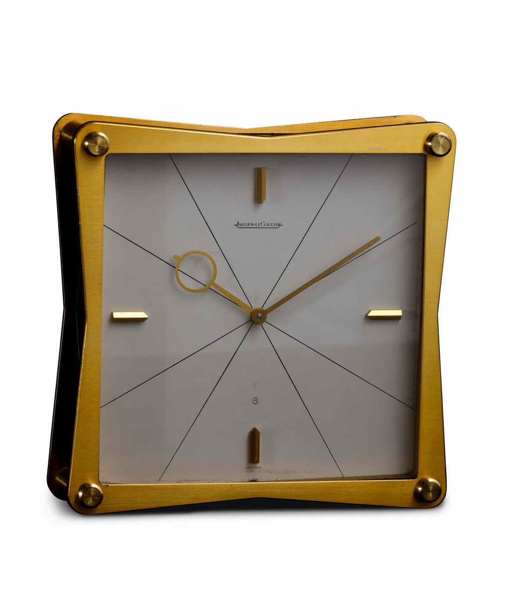 Jaeger Lecoultre - Orologio da Tavolo Quadrato Bifrontale, 8 Giorni di Riserva di Carica, Anni '5...