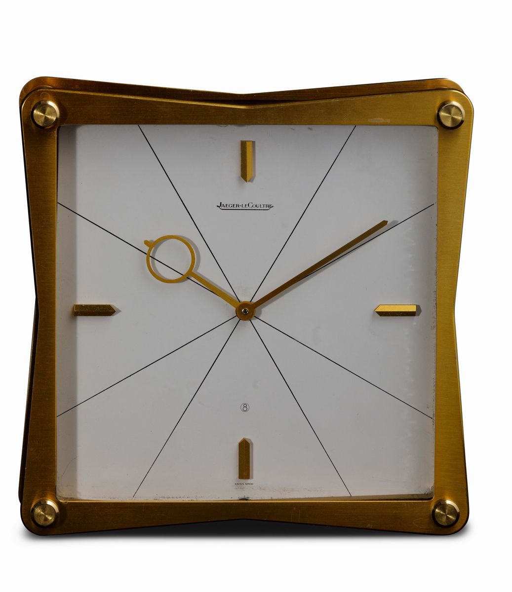 Jaeger Lecoultre - Orologio da Tavolo Quadrato Bifrontale, 8 Giorni di Riserva di Carica, Anni '5...
