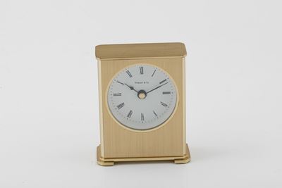 Tiffany - Pendoletta Elettronica da Tavolo in Ottone Dorato e Satinato, Circa 1970