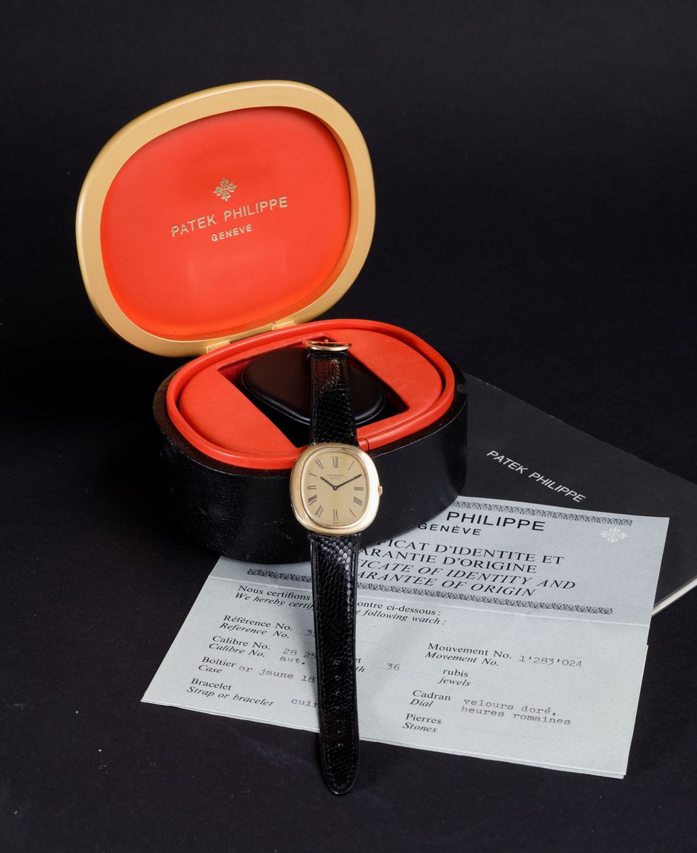 Patek Philippe - Ellipse Automatico Ref. 3589, in Oro Giallo 18k, con Scatola e Garanzia.