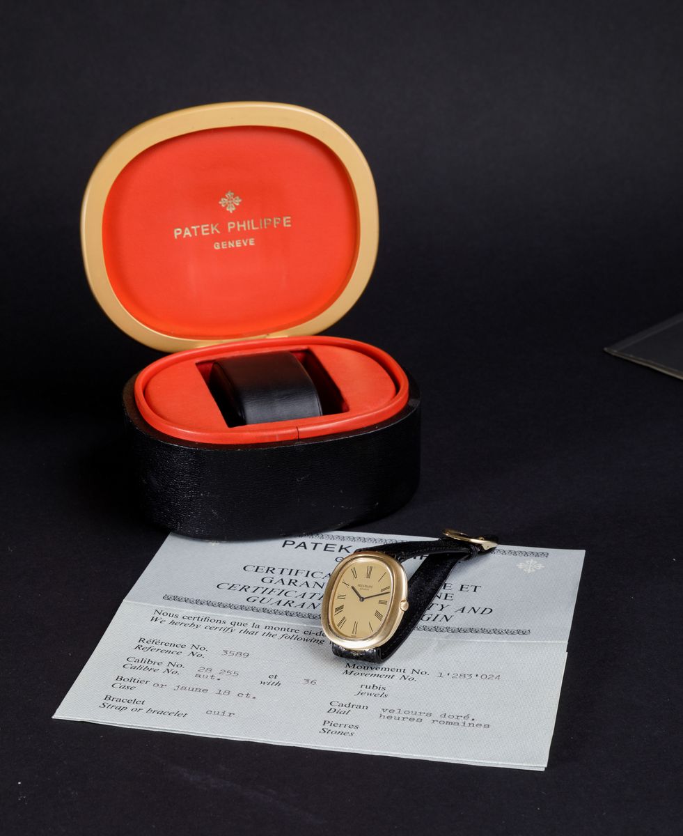 Patek Philippe - Ellipse Automatico Ref. 3589, in Oro Giallo 18k, con Scatola e Garanzia.