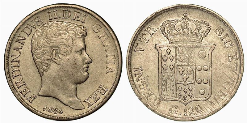 NAPOLI. Ferdinando II, 1830-1859. 120 Grana 1834.  - Auction Numismatics - Cambi Casa d'Aste
