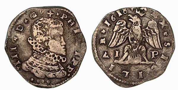 MESSINA. Filippo III, 1598-1621. Da 4 tarí 1618.