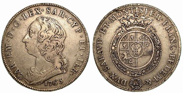 REGNO DI SARDEGNA. Carlo Emanuele III di Savoia, 1755-1773 (secondo periodo). Scudo Nuovo 1765.