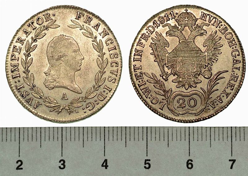 AUSTRIA. FRANZ I, 1806-1835 (come Imperatore d'Austria). 20 Kreutzer 1811. Vienna.  - Auction Numismatics - Cambi Casa d'Aste