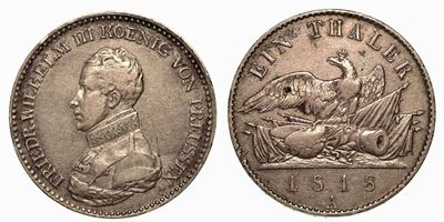 Germania - Prussia. Friedrich Wilhelm III, 1797-1840. Thaler 1818, Zecca di Berlino.