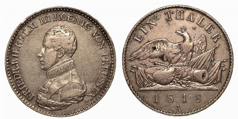GERMANIA - PRUSSIA. Friedrich Wilhelm III, 1797-1840. Thaler 1818, zecca di Berlino.  - Auction Numismatics - Cambi Casa d'Aste
