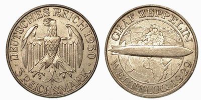 Germania - Repubblica di Weimar, 1919-1933. 3 Reichsmark 1930, Zecca di Berlino.