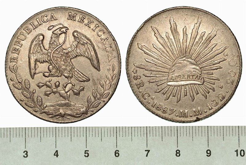 MESSICO. REPUBBLICA MESSICANA. 8 Reales 1887. Chihuahua.  - Auction Numismatics - Cambi Casa d'Aste
