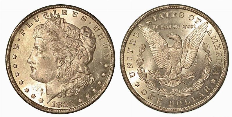 USA. Morgan Dollar 1883, zecca di Carson City.  - Auction Numismatics - Cambi Casa d'Aste