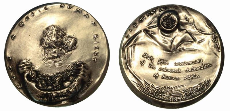 ITALIA. Medaglia in argento per il 35° anniversario della dichiarazione universale dei diritti umani.  - Asta Numismatica - Cambi Casa d'Aste