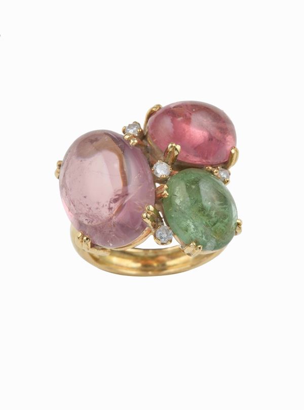 Tourmaline and diamond ring and a pair of amethyst and gold earrings signed Paloma Picasso Tiffany & Co.