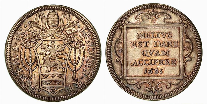 STATO PONTIFICIO. Innocenzo XI, 1676-1689. Testone 1689/a.IX.  - Auction Numismatics - Cambi Casa d'Aste