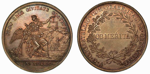 RISTABILIMENTO DELL’ORDINE A BRESCIA PER OPERA DEL PREFETTO COCASTELLI. Medaglia in argento 1799.
