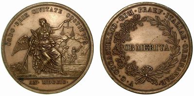 Ristabilimento Dell’ordine a Brescia per Opera del Prefetto Cocastelli. Medaglia in Bronzo 1799.