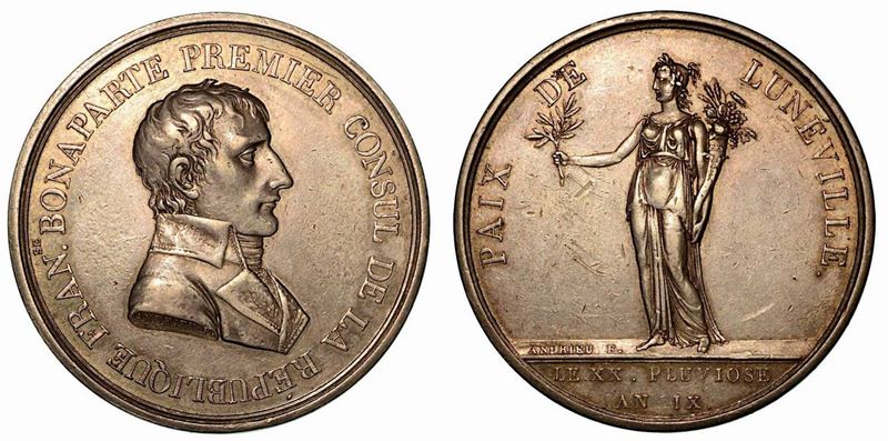 PACE DI LUNEVILLE. Medaglia in argento 1801.  - Auction Numismatics - Cambi Casa d'Aste