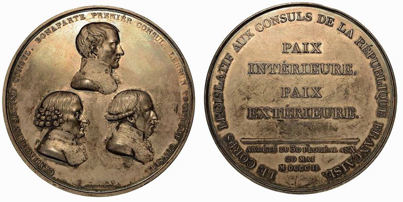 PACE DI AMIENS. Medaglia in argento 1802.  - Auction Numismatics - Cambi Casa d'Aste