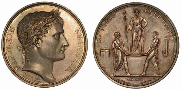 INCORONAZIONE DI NAPOLEONE A PARIGI. Medaglia in argento 1804.