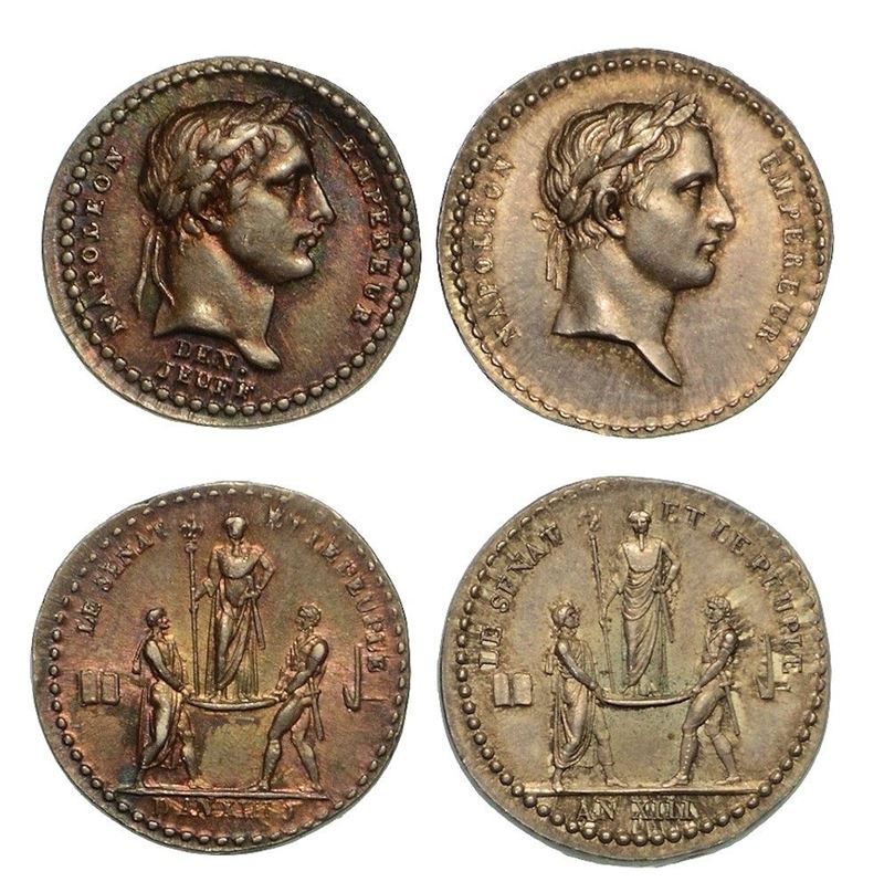 INCORONAZIONE DI NAPOLEONE A PARIGI. Lotto di due medaglie. Medaglia in argento 1804.  - Asta Numismatica - Cambi Casa d'Aste