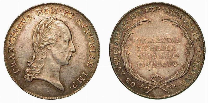 FRANCESCO I D'AUSTRIA, ASSUNZIONE DEI NUOVI TITOLI IMPERIALI. Gettone in argento 1804.  - Auction Numismatics - Cambi Casa d'Aste