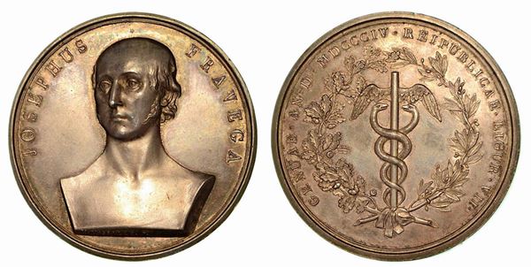 A GIUSEPPE FRAVEGA (Diplomatico genovese). Medaglia in argento 1804.