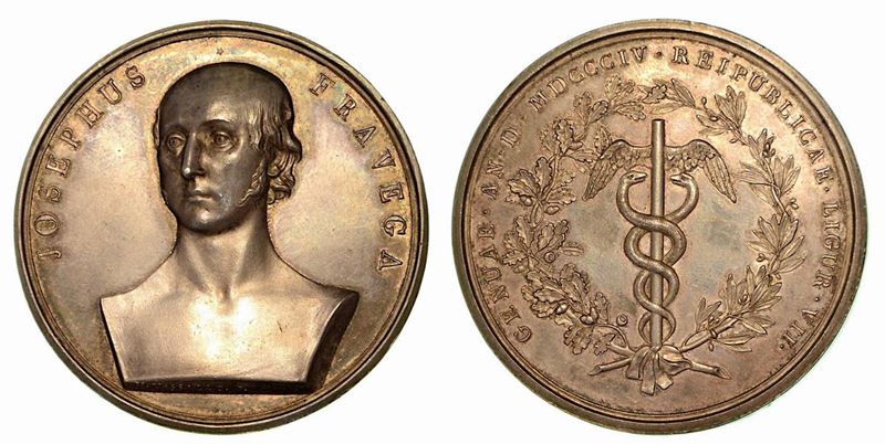 A GIUSEPPE FRAVEGA (Diplomatico genovese). Medaglia in argento 1804.  - Auction Numismatics - Cambi Casa d'Aste