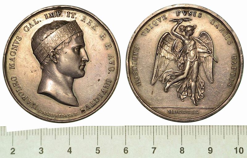 BATTAGLIA DI WAGRAM. Medaglia in argento 1809.  - Auction Numismatics - Cambi Casa d'Aste