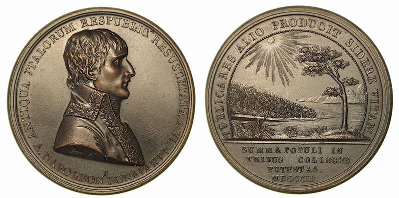 FONDAZIONE A LIONE DELLA REPUBBLICA ITALICA. Medaglia in bronzo (riconio) 1802.  - Auction Numismatics - Cambi Casa d'Aste