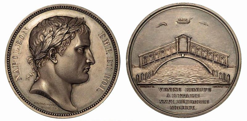 VENEZIA ANNESSA AL REGNO ITALICO. Medaglia in argento 1805-6.  - Auction Numismatics - Cambi Casa d'Aste
