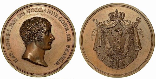 LUIGI NAPOLEONE RE D'OLANDA (1806-1810). Medaglia in bronzo 1806, Utrecht.