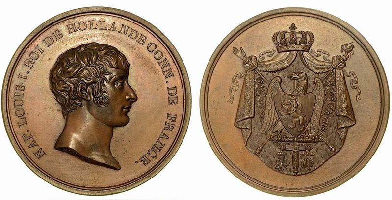 LUIGI NAPOLEONE RE D'OLANDA (1806-1810). Medaglia in bronzo 1806, Utrecht.  - Auction Numismatics - Cambi Casa d'Aste