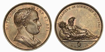 Camera di Commercio D'anversa. Medaglia in Argento 1809, Parigi.