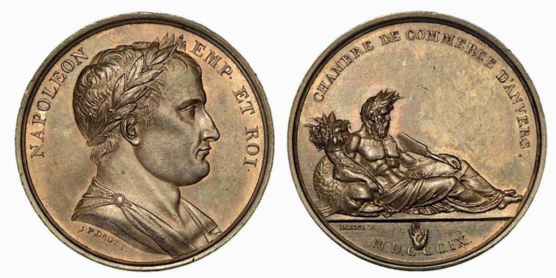 CAMERA DI COMMERCIO D'ANVERSA. Medaglia in argento 1809, Parigi.  - Auction Numismatics - Cambi Casa d'Aste
