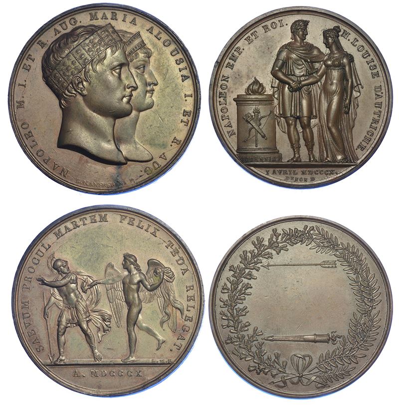 CERIMONIE PER IL MATRIMONIO DI NAPOLEONE CON MARIA LUIGIA D'AUSTRIA. Medaglia in bronzo 1810.  - Auction Numismatics - Cambi Casa d'Aste