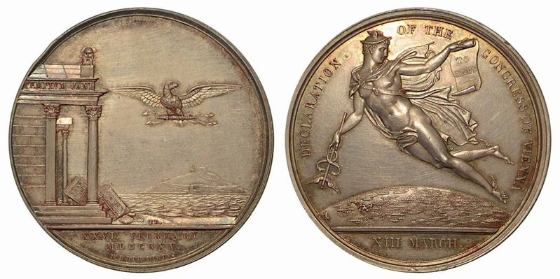DICHIARAZIONE DEL CONGRESSO DI VIENNA. Medaglia in argento 1815, Londra.  - Auction Numismatics - Cambi Casa d'Aste
