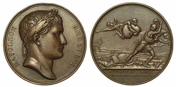 RITIRATA DELL'ESERCITO FRANCESE DALLA CAMPAGNA DI RUSSIA. Medaglia in bronzo 1812.