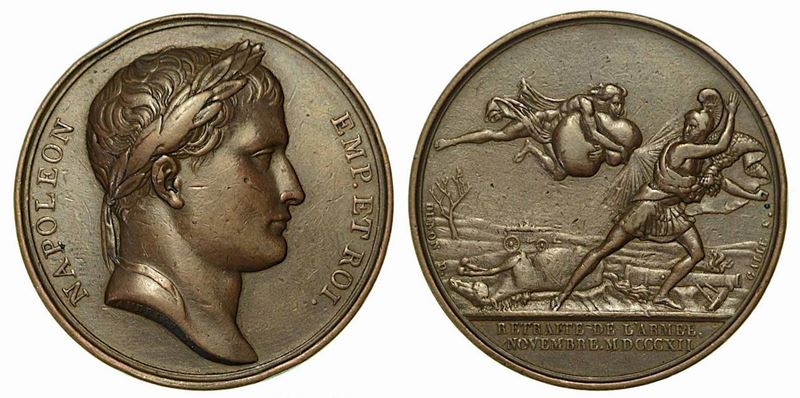 RITIRATA DELL'ESERCITO FRANCESE DALLA CAMPAGNA DI RUSSIA. Medaglia in bronzo 1812.  - Asta Numismatica - Cambi Casa d'Aste